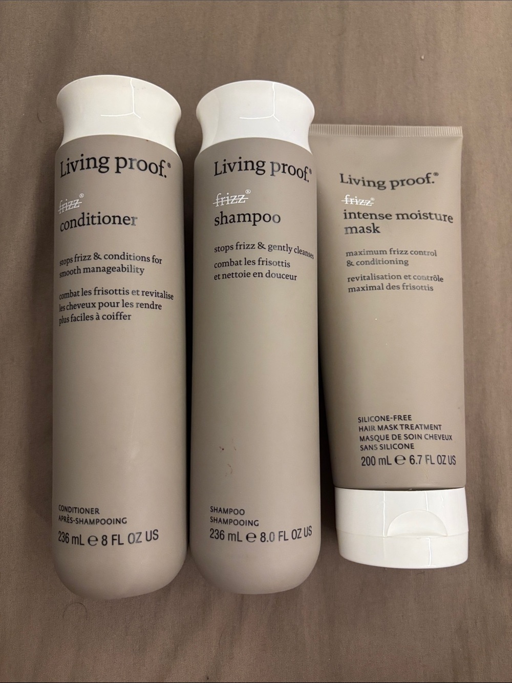Living Proof Frizz Shampoo, Conditioner & Intense Moisture Mask - Taupe